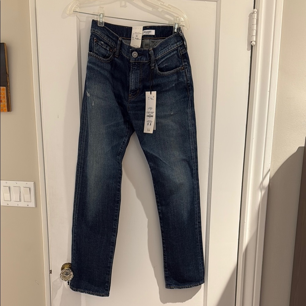 Moussy Blue Straight Leg Jeans with Indigo Fading
